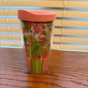 🌸 Tervis 16oz Tumbler – Pink & Green Paisley – With Pink Lid